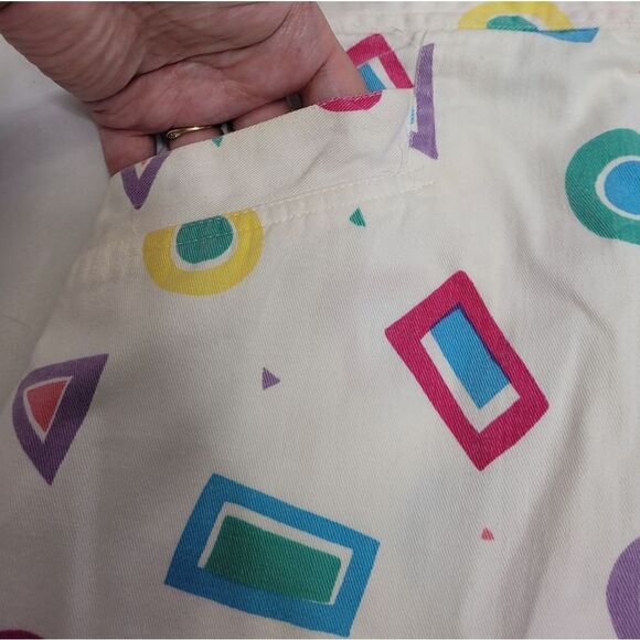 VINTAGE 90s geometric print button back pencil skirt XS - Picture 4 of 10